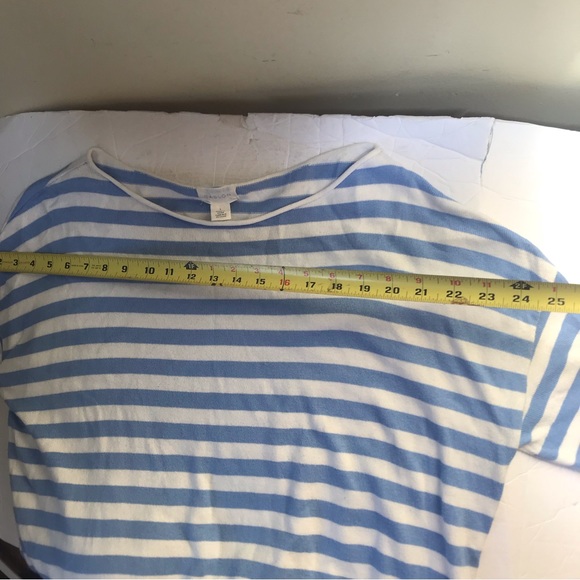 Caslon Cotton Oversized Striped Lightweight Sweater Crew Neck Slit Soft Coastal - Picture 8 of 10